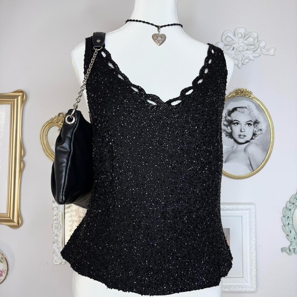 J Kara Black beaded formal Tank Top - Picture 8 of 8